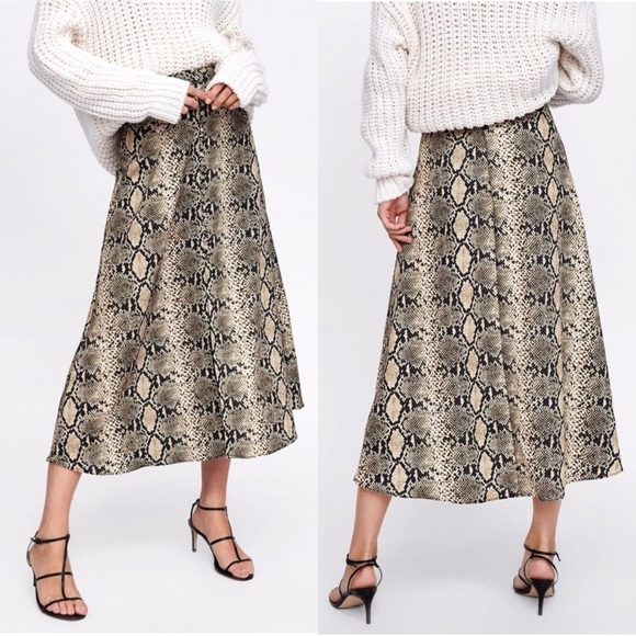 Zara Dresses & Skirts - Zara Woman Midi Snakeskin Skirt XS